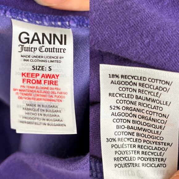 Juicy Couture x Ganni Purple Velour Straight Leg Sweatpants S Y2K - Picture 5 of 11